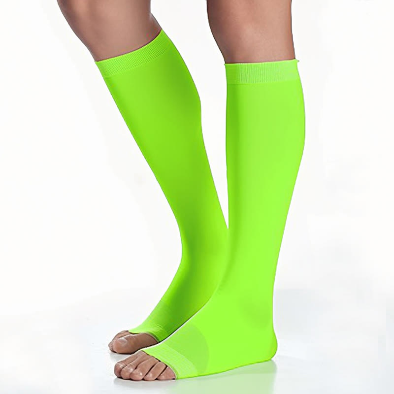 Plus Size Multicolor Open Toe Compression Socks  - Green - 4XL - image 10