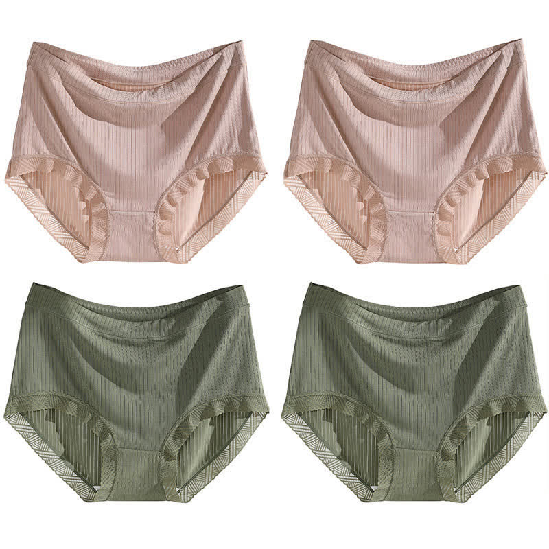 High-Waisted Seamless Panty(4 Pairs) - Khaki*2+Green*2 - 4XL - image 21