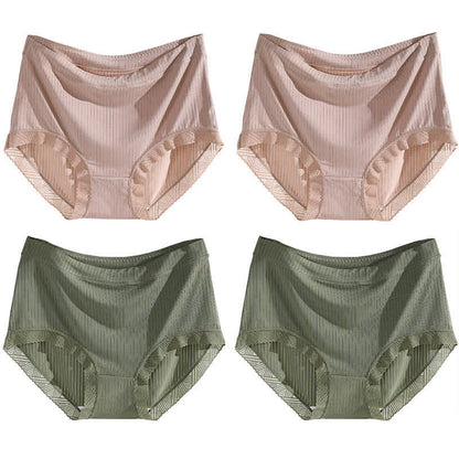 High-Waisted Seamless Panty(4 Pairs) - Khaki*2+Green*2 - 4XL - image 21
