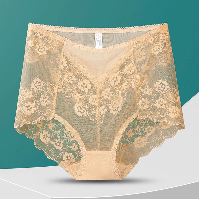 High-Waisted Floral Panty(5 Pairs) - Nude - 3XL - image 13