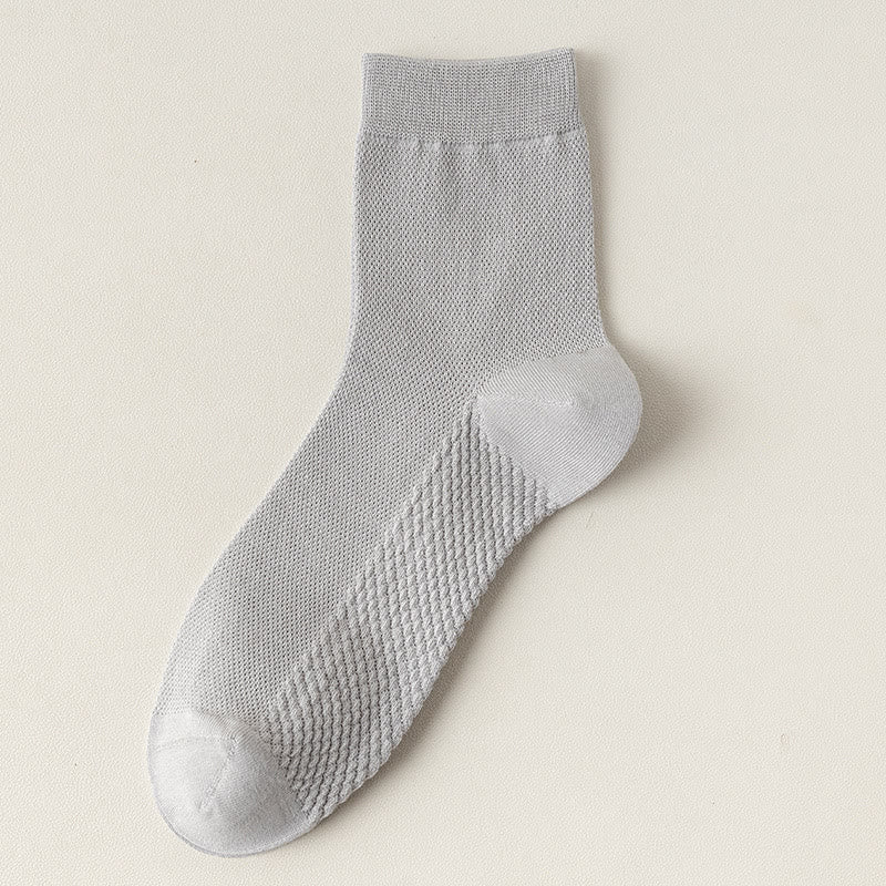 Cotton Mesh Quarter Socks(5 Pairs) - Light Gray - EU39-46(US5-12) - image 18