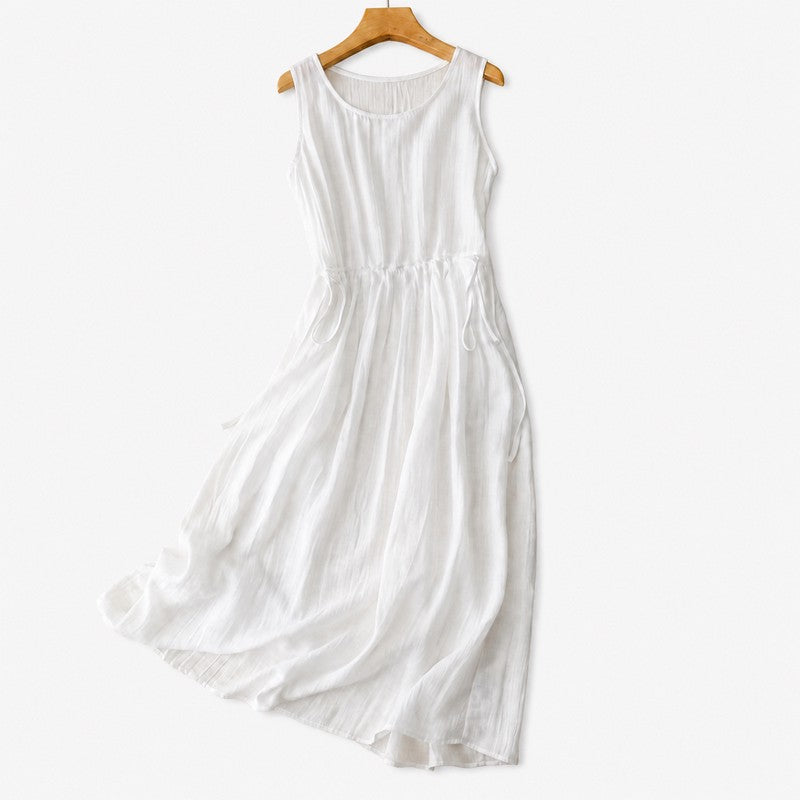 Ramie Lyocell Drawstring Midi Dress - image 19