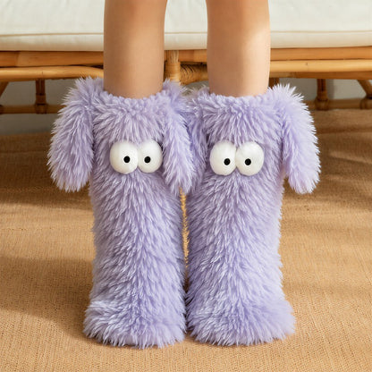Cartoon Eyes Slipper Socks - Purple - EU37-45(US4-11) - image 0