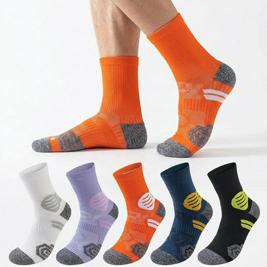 Contrast Stripe Quarter Compression Socks(3 Pairs) - image 0