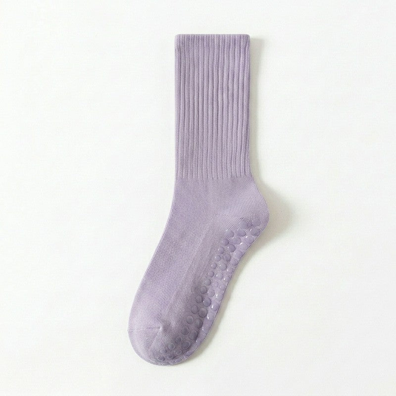 Soft Ribbed Cotton Blend Yoga Socks(4 Pairs) - Purple - EU35-40(US2-7) - image 9