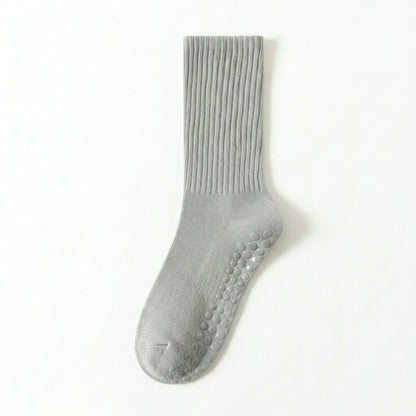 Soft Ribbed Cotton Blend Yoga Socks(4 Pairs) - Light Gray - EU35-40(US2-7) - image 11