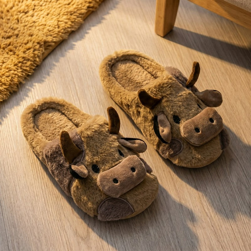 Cozy Cow Plush House Slippers - image 8