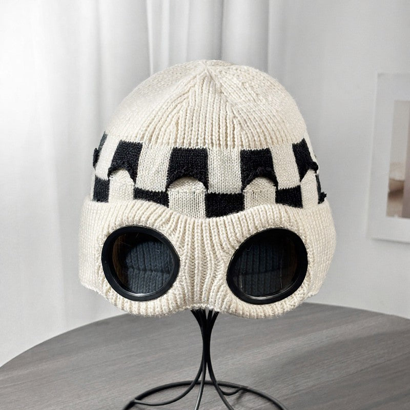 Ribbed Goggle Beanie - Beige - One Size - image 4