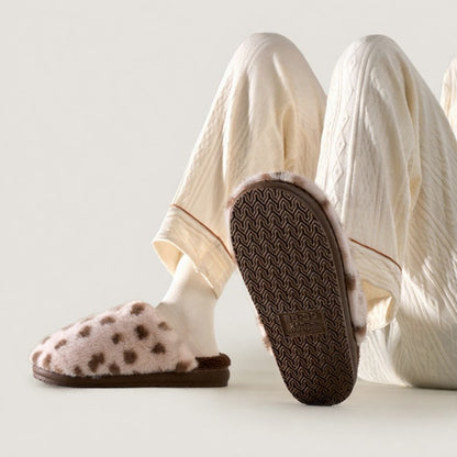 Cow Print Plush Lined Cozy Warm House Slippers - image 4