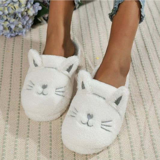 Cozy Cat Plush House Slippers - White - EU44-45(US10-11) - image 0