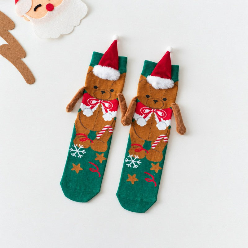 Christmas Tree Knit Hand Holding Quarter Socks - E - EU36-42(US3-8.5) - image 6