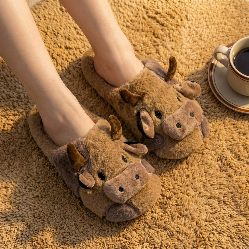 Cozy Cow Plush House Slippers - image 1