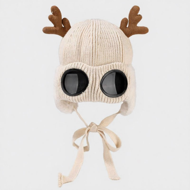 Antler Goggle Aviator Beanie - Beige - One Size - image 15