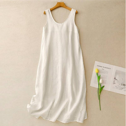 Relaxed Sleeveless Cotton Midi Dress - White - 2XL - image 1