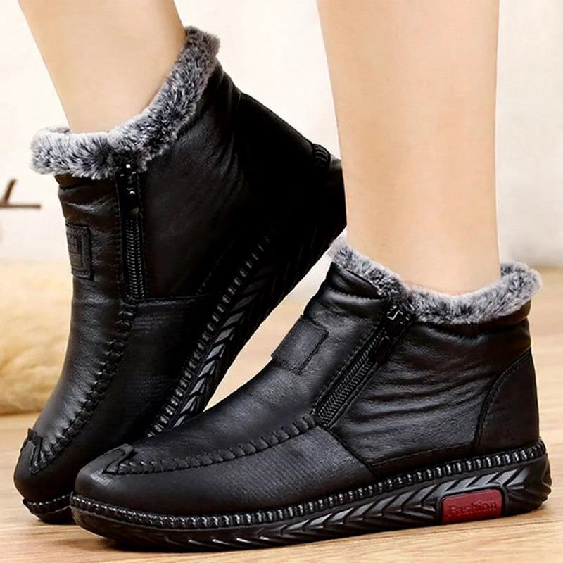 Plus Size Faux Fur Lined Side Zip Winter Slippers - image 3