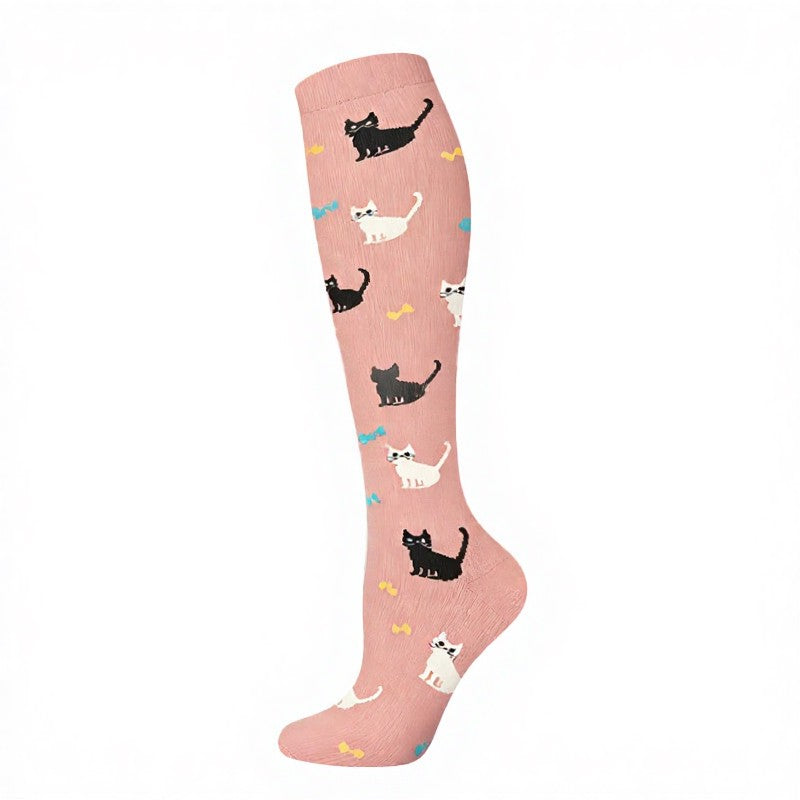 Playful Cat Dog Compression Socks(5 Pairs) - Pink - S/M - image 10