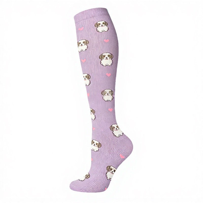 Playful Cat Dog Compression Socks(5 Pairs) - Purple - S/M - image 9