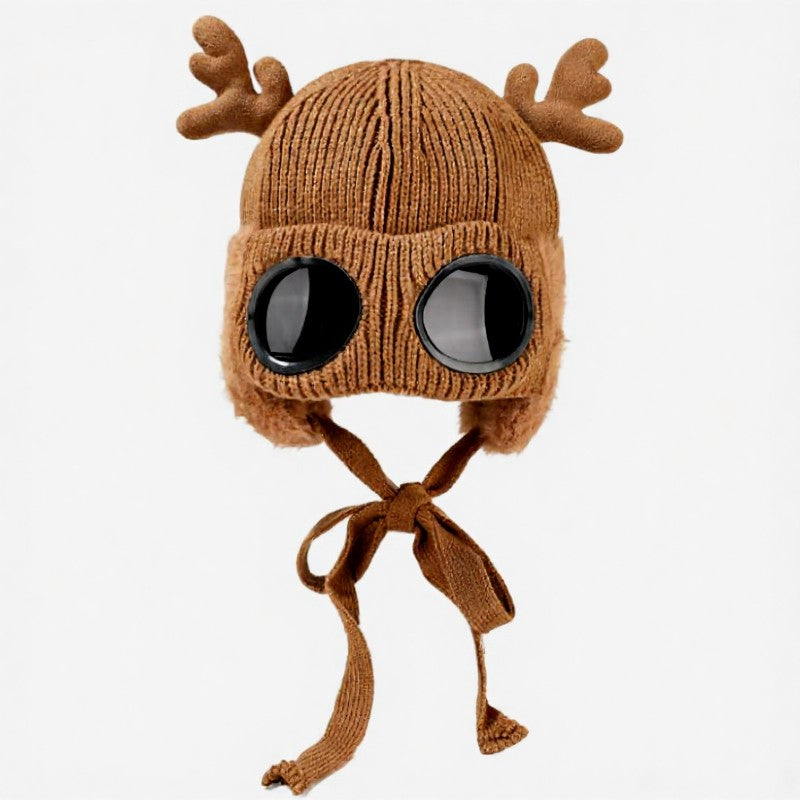 Antler Goggle Aviator Beanie - Caramel - One Size - image 14