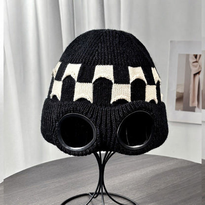 Ribbed Goggle Beanie - Black - One Size - image 3
