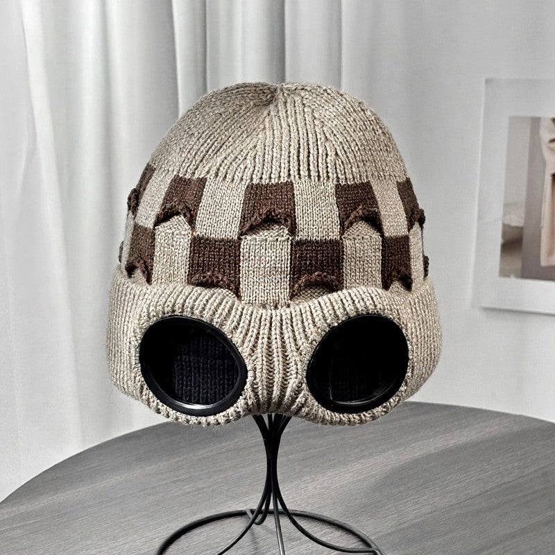 Ribbed Goggle Beanie - Khaki - One Size - image 2