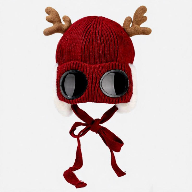 Antler Goggle Aviator Beanie - Wine - One Size - image 13