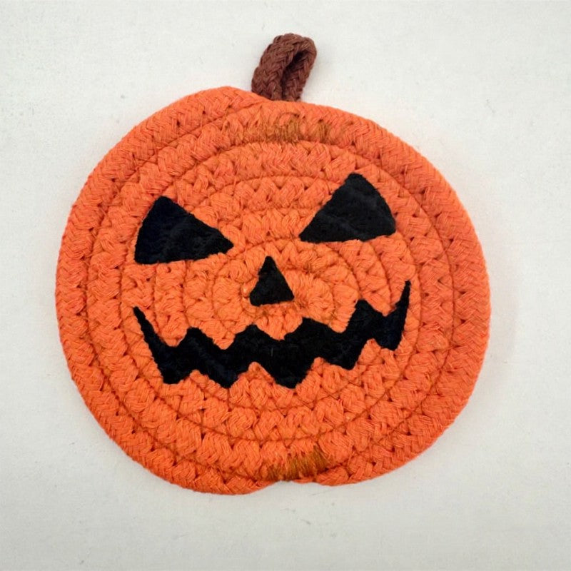 Halloween Pumpkin Smiley Face Coaster(4 Piece) - B - One Size - image 4