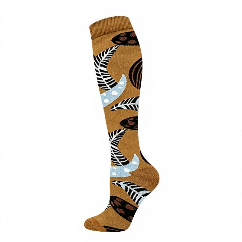 Polka Dot Flower Compression Socks (4 Pairs) - Coffee - S/M - image 8