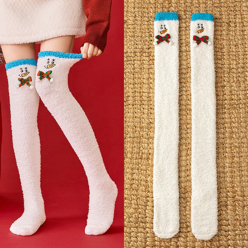 Cozy Christmas Thigh High Socks - White - One Size - image 2