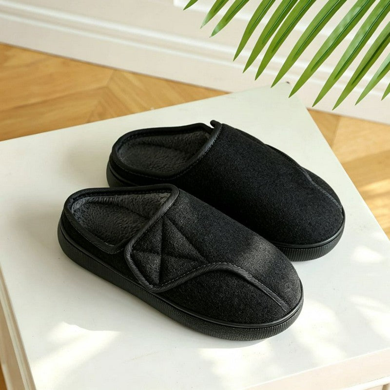 Adjustable Foot Opening Diabetic Slippers - Black - EU47-48(US11) - image 6