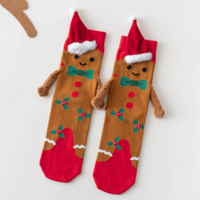 Christmas Tree Knit Hand Holding Quarter Socks - C - EU36-42(US3-8.5) - image 4