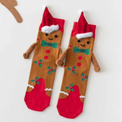 Christmas Tree Knit Hand Holding Quarter Socks - C - EU36-42(US3-8.5) - image 4