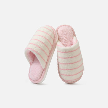 Plus Size Cozy Striped Plush House Slippers - Pink - EU44-45(US9-10) - image 7