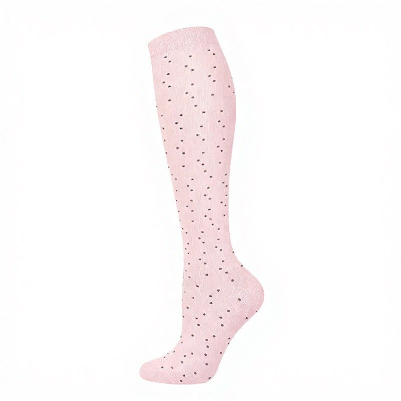 Polka Dot Flower Compression Socks (4 Pairs) - Pink - S/M - image 5