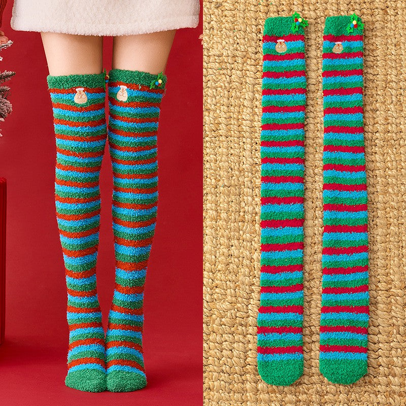 Cozy Christmas Thigh High Socks - Dark Green - One Size - image 0