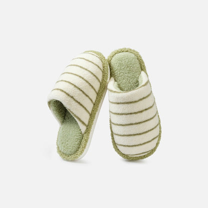 Plus Size Cozy Striped Plush House Slippers - Green - EU44-45(US9-10) - image 6