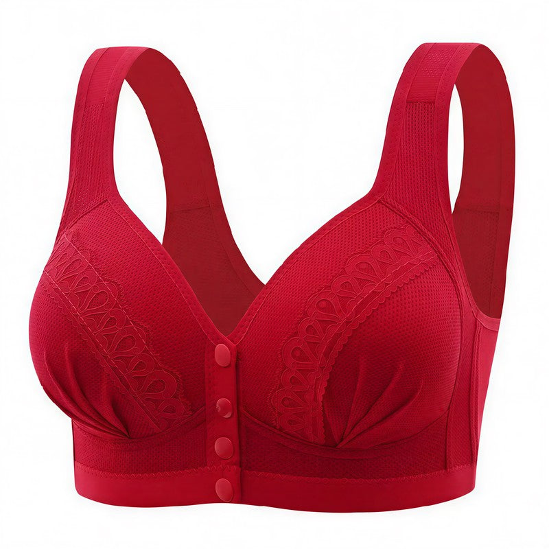 Front Closure Support Wireless Bra - Red - 46 - image 3