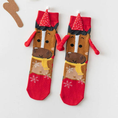 Christmas Tree Knit Hand Holding Quarter Socks - B - EU36-42(US3-8.5) - image 3