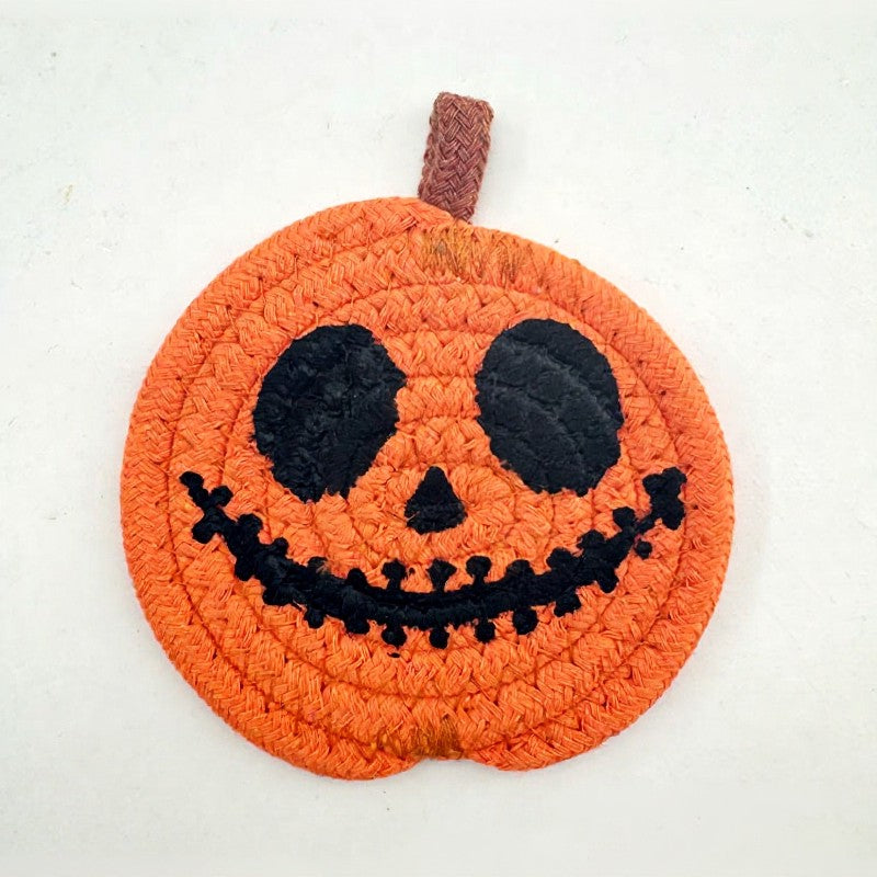 Halloween Pumpkin Smiley Face Coaster(4 Piece) - A - One Size - image 3