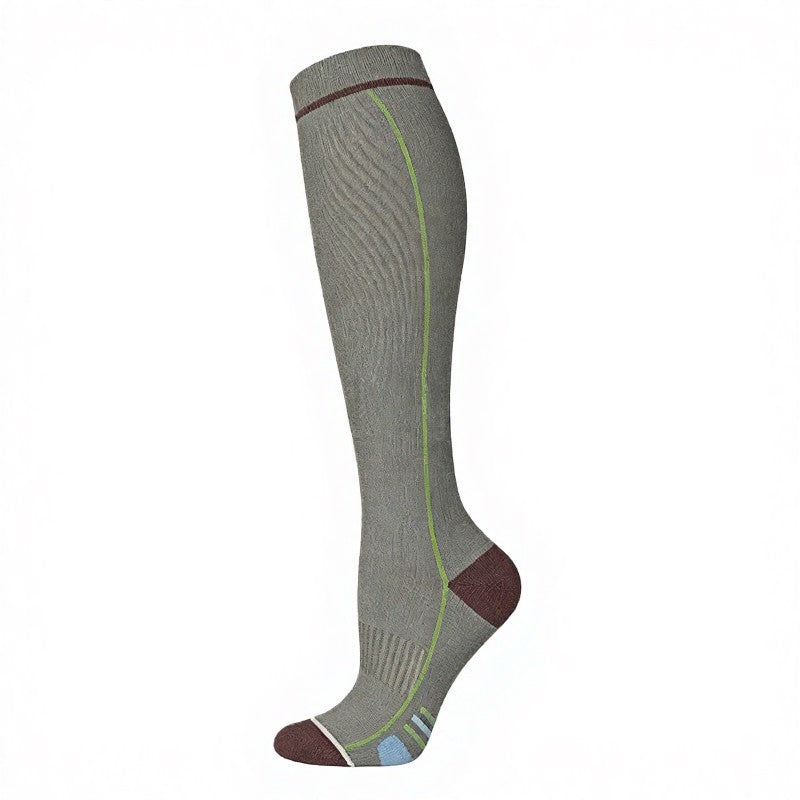 Contrast Stripe Compression Socks(3 Pairs) - Dark Green - S/M - image 4