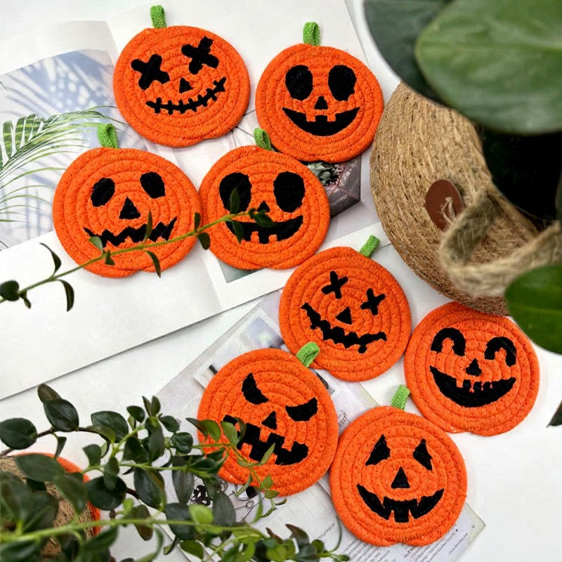 Halloween Pumpkin Coaster(8 Piece) - Multicolor - One Size - image 0