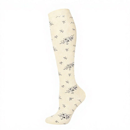 Polka Dot Flower Compression Socks (4 Pairs) - Beige - S/M - image 6