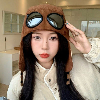 Fleece-Lined Earflap Aviator Hat - Coffee - One Size - image 11