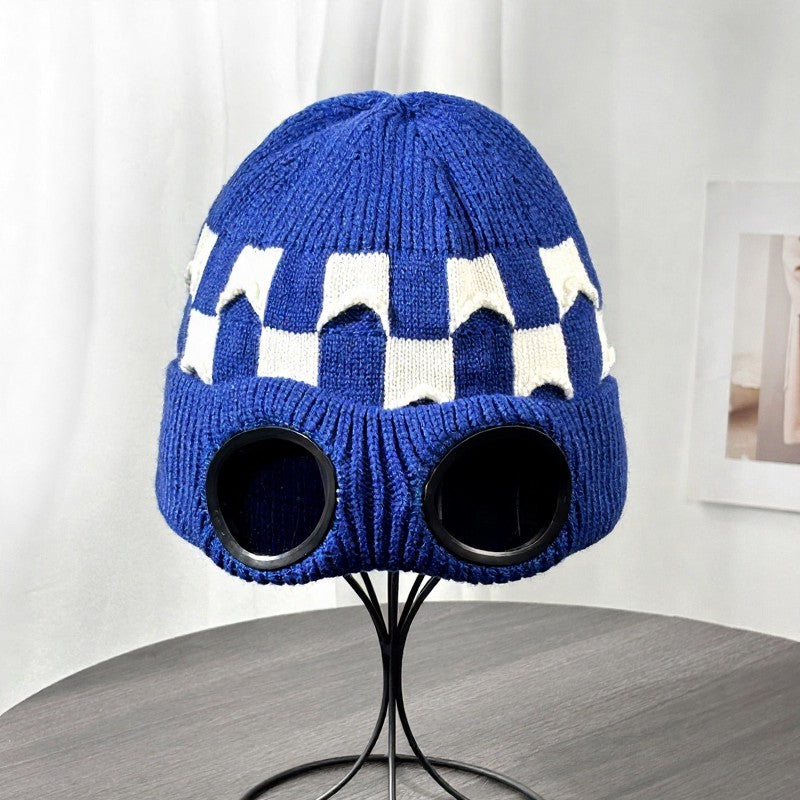 Ribbed Goggle Beanie - Royal Blue - One Size - image 1