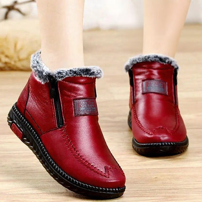 Plus Size Faux Fur Lined Side Zip Winter Slippers - Wine - 41 - image 1
