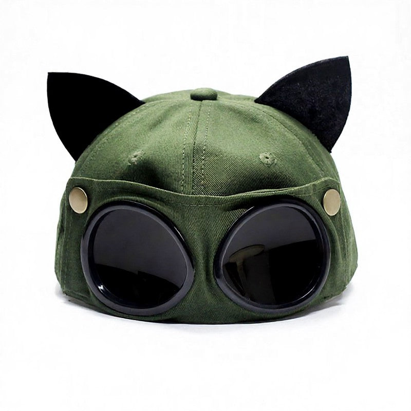 Goggle Accent Cat Ear Hat - Army Green - One Size - image 3