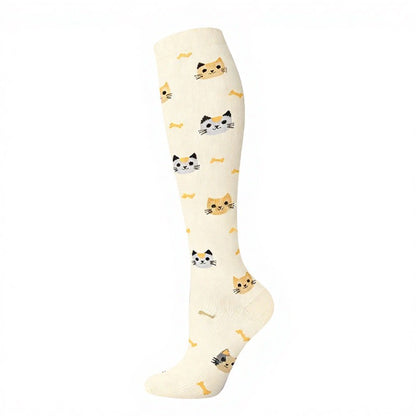 Playful Cat Dog Compression Socks(5 Pairs) - Beige - S/M - image 8