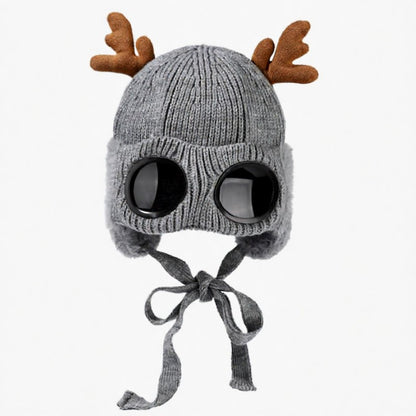 Antler Goggle Aviator Beanie - Grey - One Size - image 10