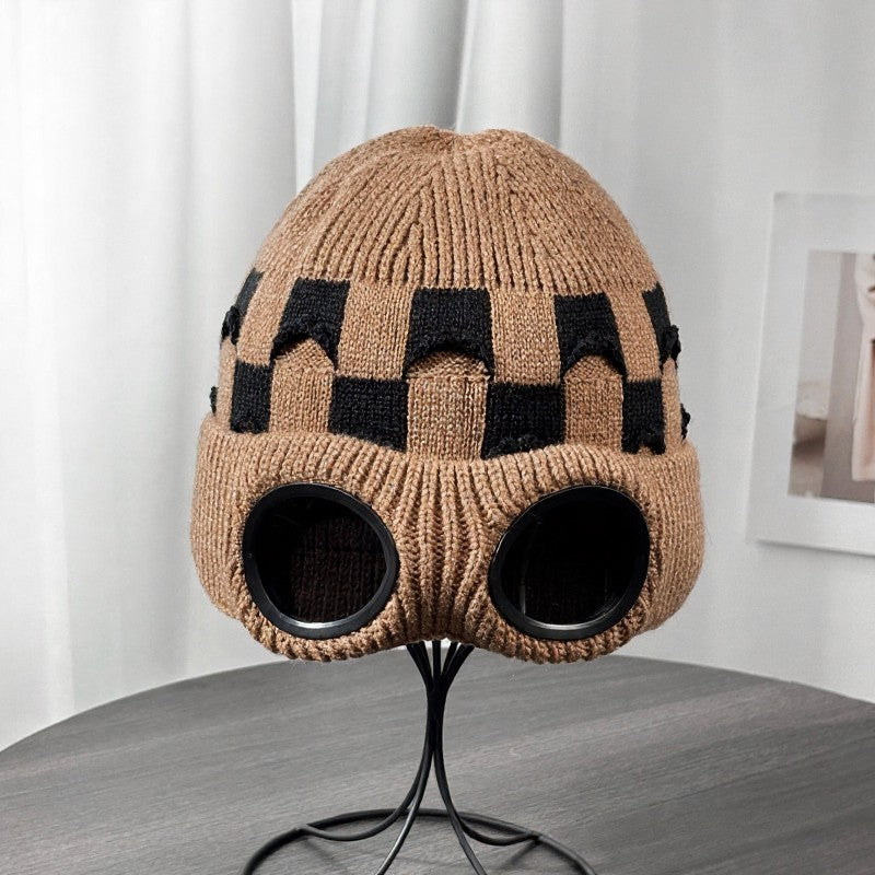Ribbed Goggle Beanie - Coffee - One Size - image 0
