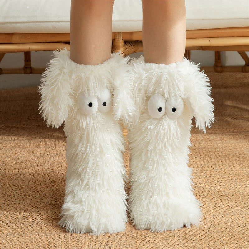 Cartoon Eyes Slipper Socks - White - EU37-45(US4-11) - image 3