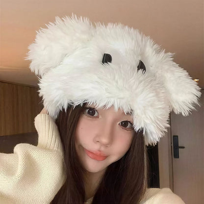 Fluffy Bear Ear Winter Hat - White - One Size - image 2
